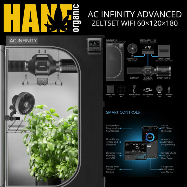 AC Infinity Advanced Zeltset WiFi 60×120×180 cm