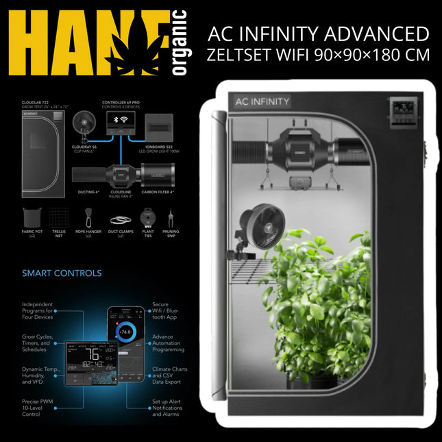 AC Infinity Advanced Zeltset WiFi 90×90×180 cm